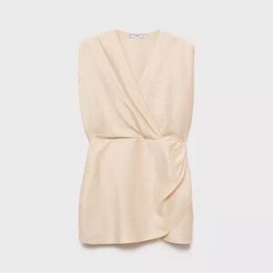 Mango Cream Draped Dress